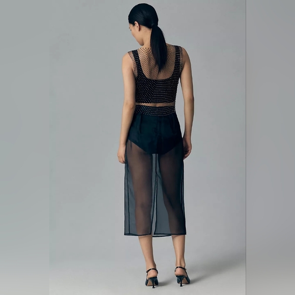 NWT Anthropologie Sunday in Brooklyn Sheer Skirt Midi Size L 90s Minimalist - Picture 4 of 12